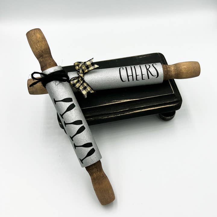 Ruaille Buaille Co - Wholesale Decorative Tabletop Object - New Years decor | Mini rolling pins | Winter tiered tray3