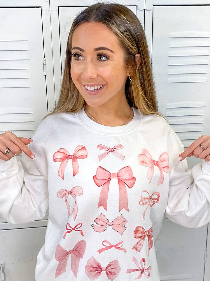 Mixed Bow Graphic Sweatshirt for wholesale by Sugar Stitch