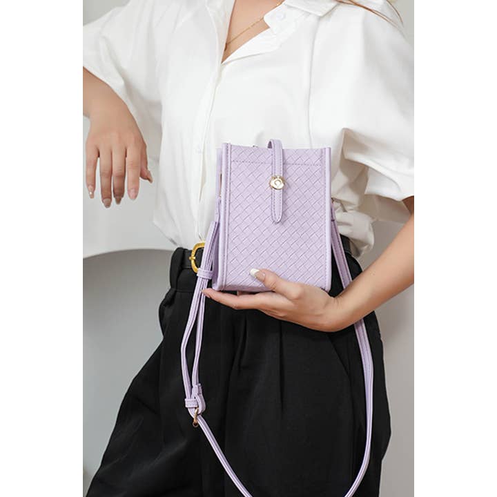 42POPS - Wholesale Crossbody Bag - Women's - ,..._ SI-26538 Woven Vegan Leather Parker Crossbody Shoulder Bag