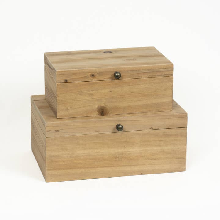 Devanie At Home (Formerly Adams & Co.) - Wholesale Decorative Box - 11699 - 9x3x5, 11x3x6 wood nested boxes s/2, ntrl ORGANIZE1