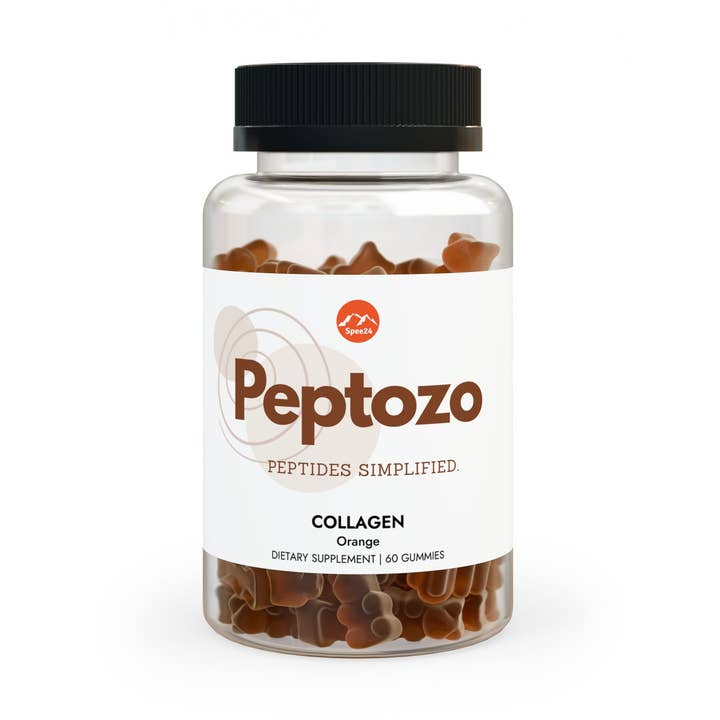 Clear bottle black cap Peptozo Collagen Gummies (60 Gummies) for wholesale on Faire0