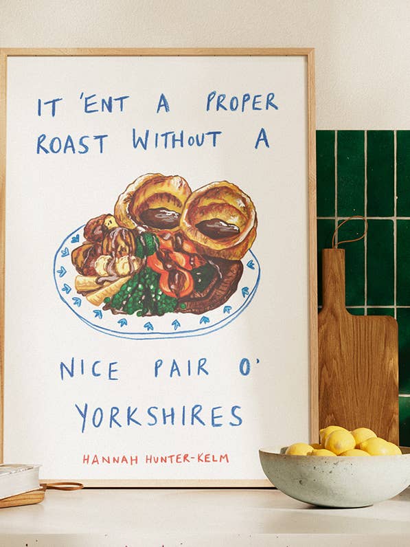 Yorkshire Pudding - Yorkshire Food Kitchen Print for wholesale by Hannah Hunter-Kelm