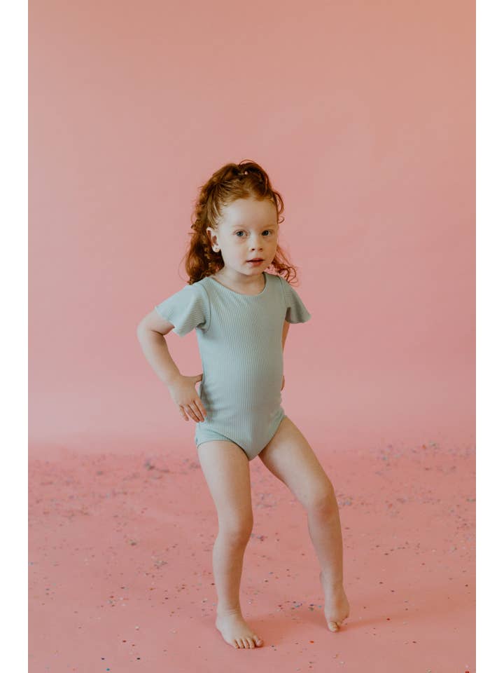 Willa B - Wholesale Leotard - Kids - Dusty Blue Ribbed Leotard3