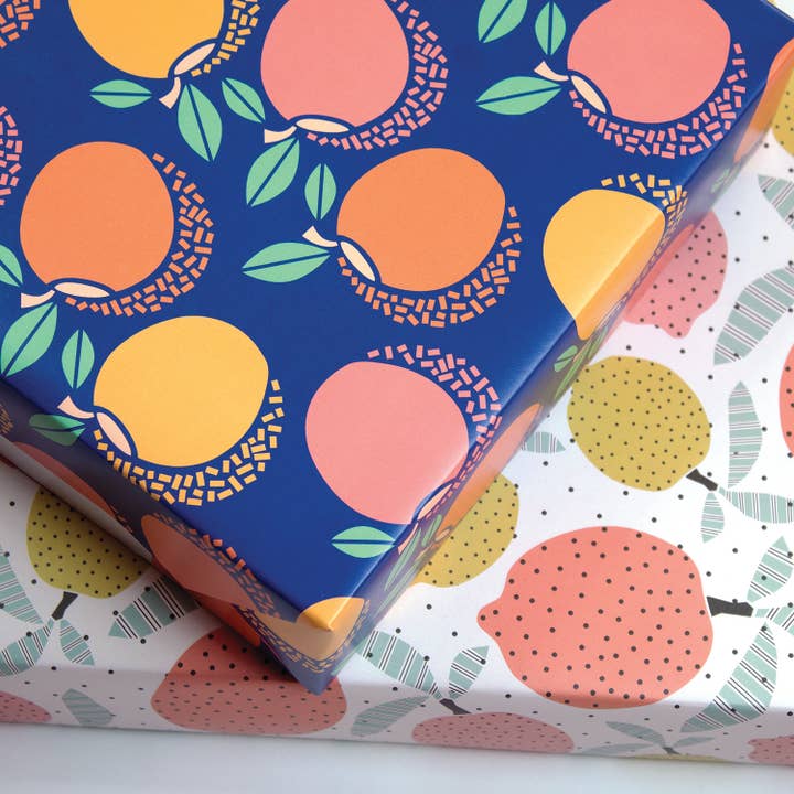 MASU - Wholesale Flat Wrap - Peach Party Fruit Recycled Wrapping Paper Sheet6