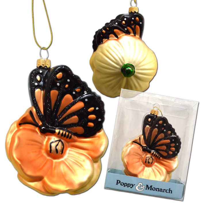 Moule en verre Papillon Coquelicot et Monarque Décoration de Noël pour la vente par SF Mercantile