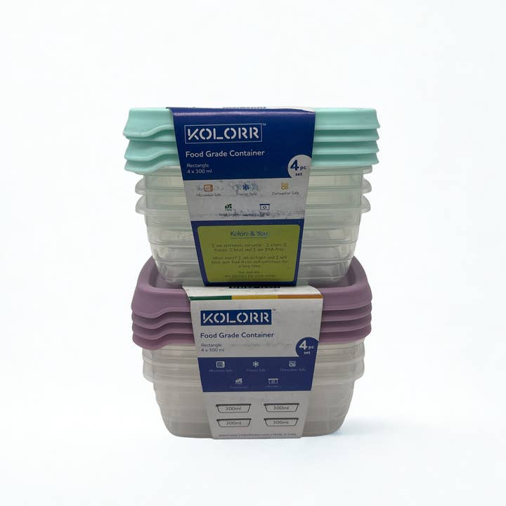 USA HomeMax - Venta al por mayor Recipientes para alimentos - 4 piezas de contenedores de plástico de 300 ml de grado alimenticio