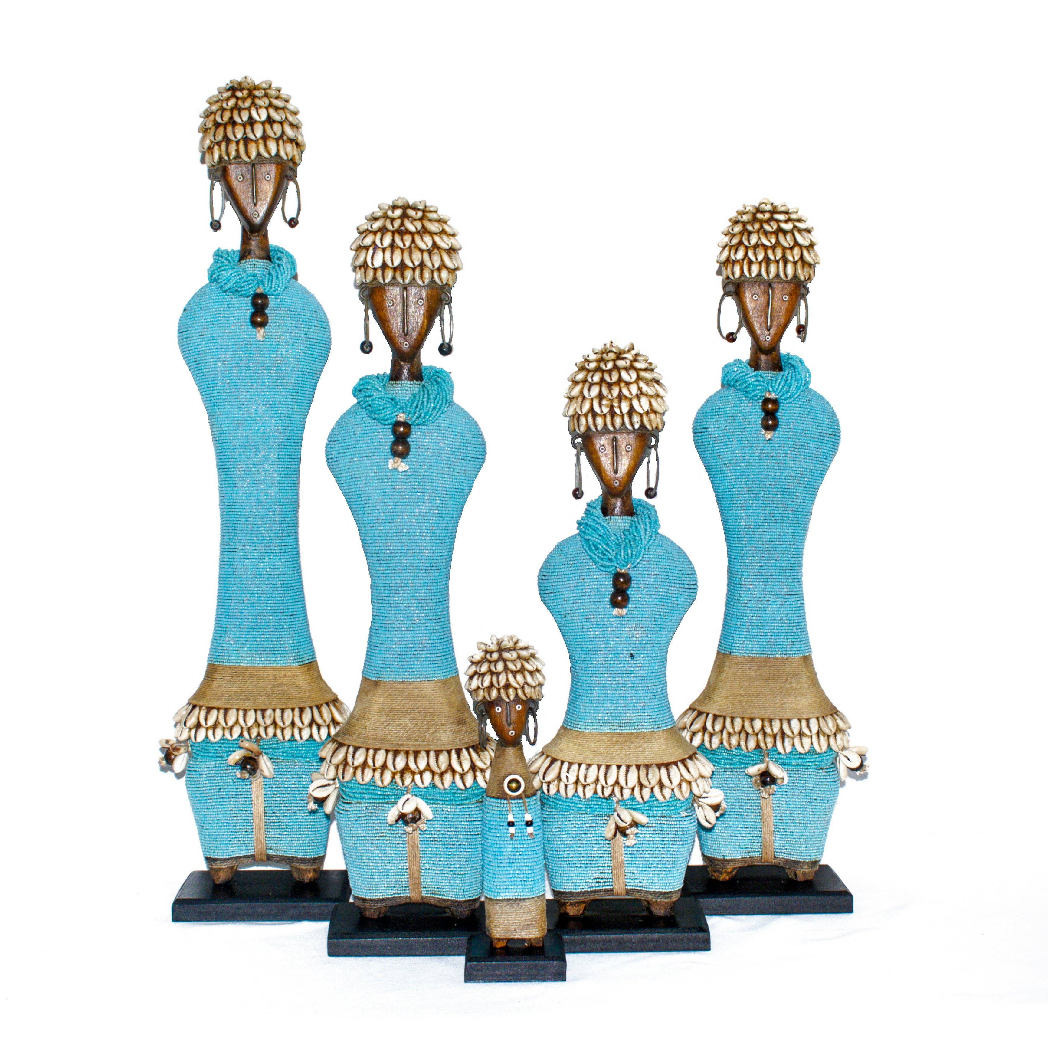 The African Home Goods – Estatueta decorativa por atacado – Boneca Namji Aqua & Gold3