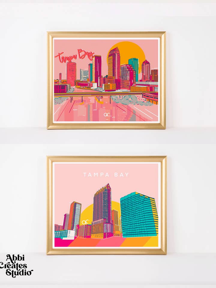 Tampa Bay en St Pete Landmarks Art Prints van Abbbicreates voor wholesale door Abbicreates Studio LLC