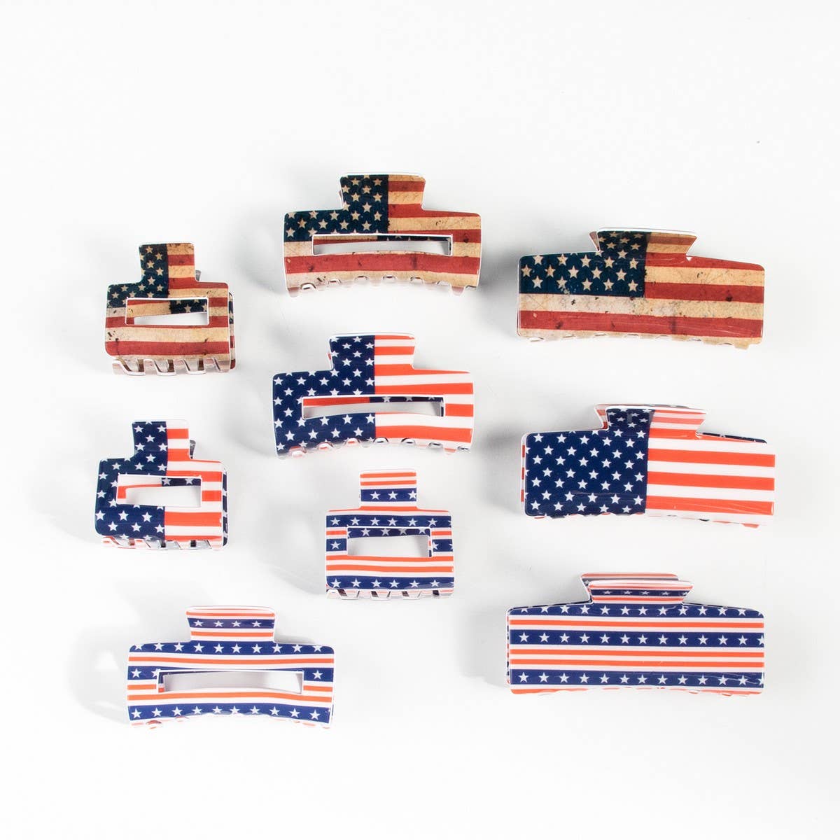 NINEXIS - Wholesale Hair Clip - Women's - CWAHA1244_4TH OF JULY FLAG 10CM RECTANGULAR HAIR CLAW CLIP7