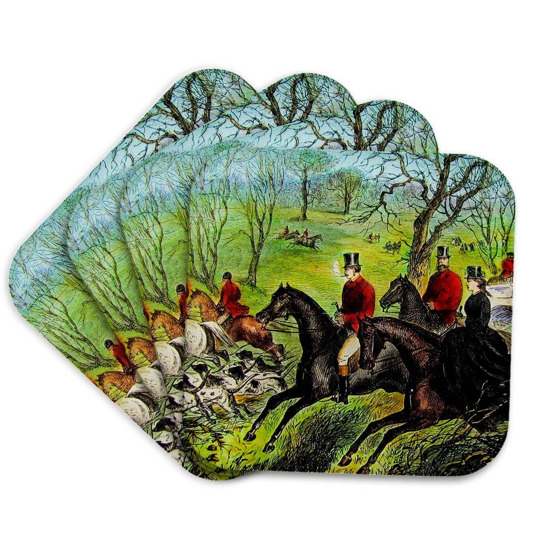 3dRose - Wholesale Coasters - 3dRose, Life of King Edward No. 26 The Fox Hunt Vintage Magic Lantern 1910, Coaster7