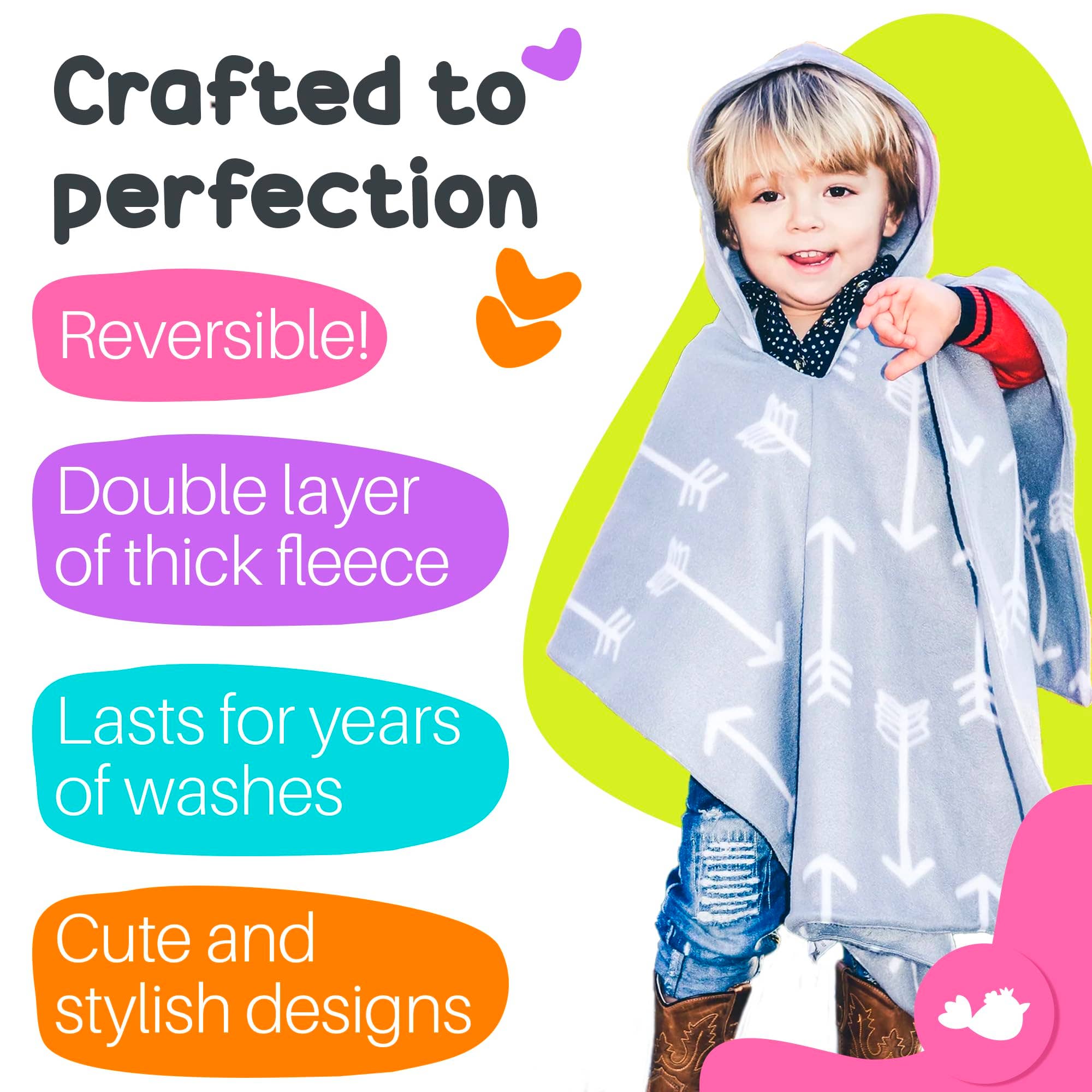 Birdy Boutique LLC. - Wholesale Poncho Towel - Kids & Baby - Classic Gray Arrows Car Seat Poncho for Kids1