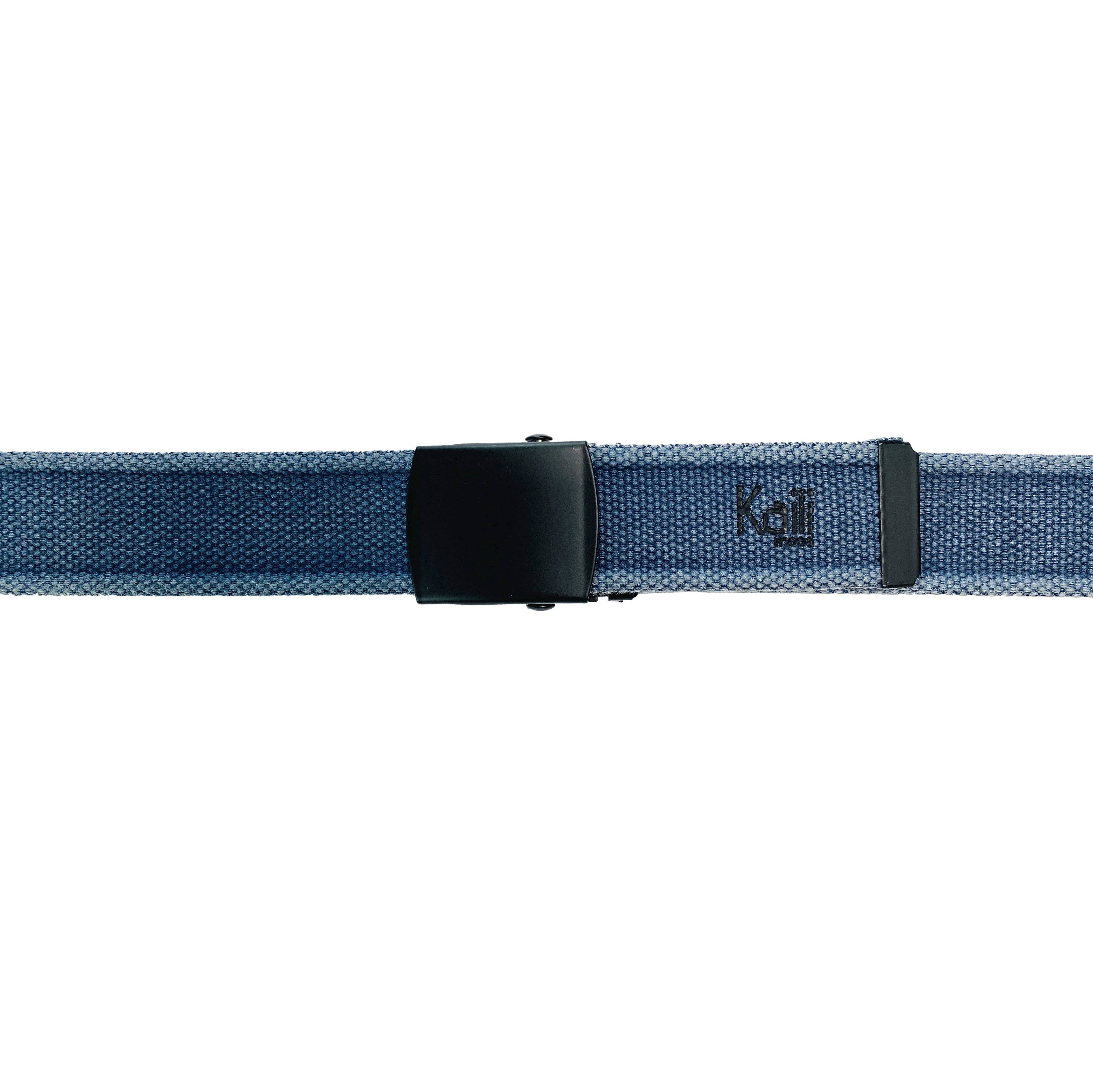 Kaili mood / RENATO BORZATTA - Italy since 1978 - - Wholesale Belt - Women's - K4010DB | Stone Washed Canvas Belt Col. Blue with Matte Black Buckle. Dimensions: cm 125 x 4 x 0.5 One Size - Adjustable. Packaging: Rigid Gift Box base/lid1
