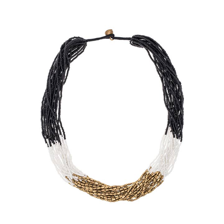 Aid Through Trade - Vente Collier de perles - Collier Hema - Noir et crème1