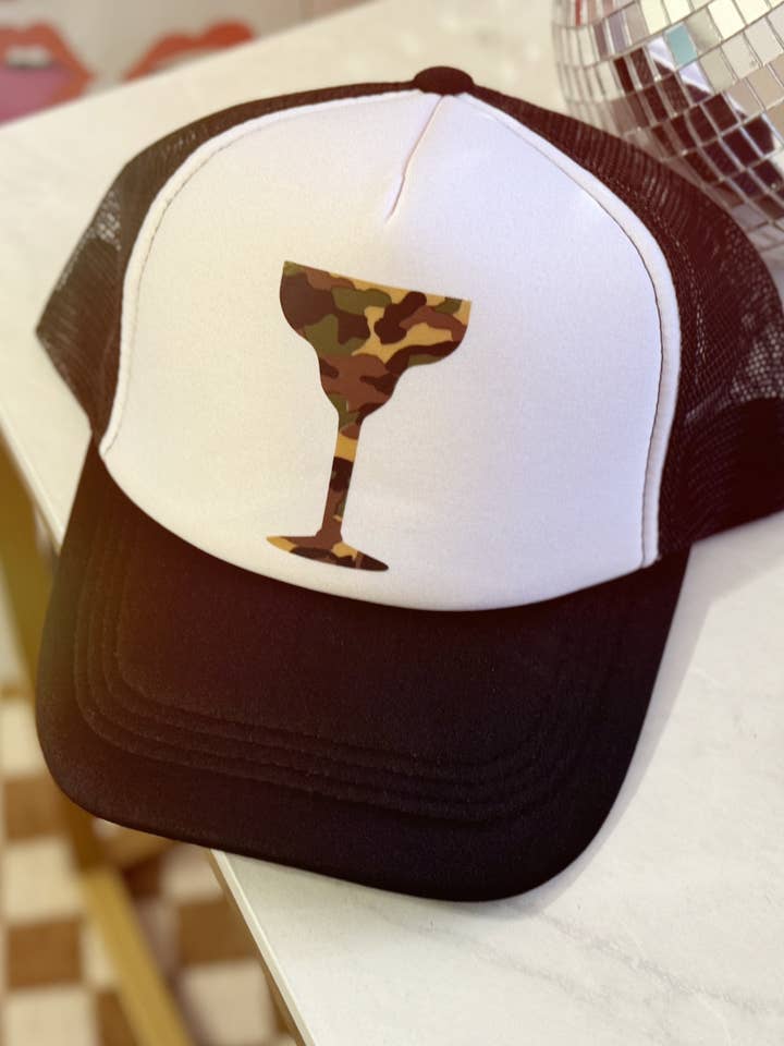 Camo Cocktails Trucker Hat for wholesale by The Maximalist Boutique