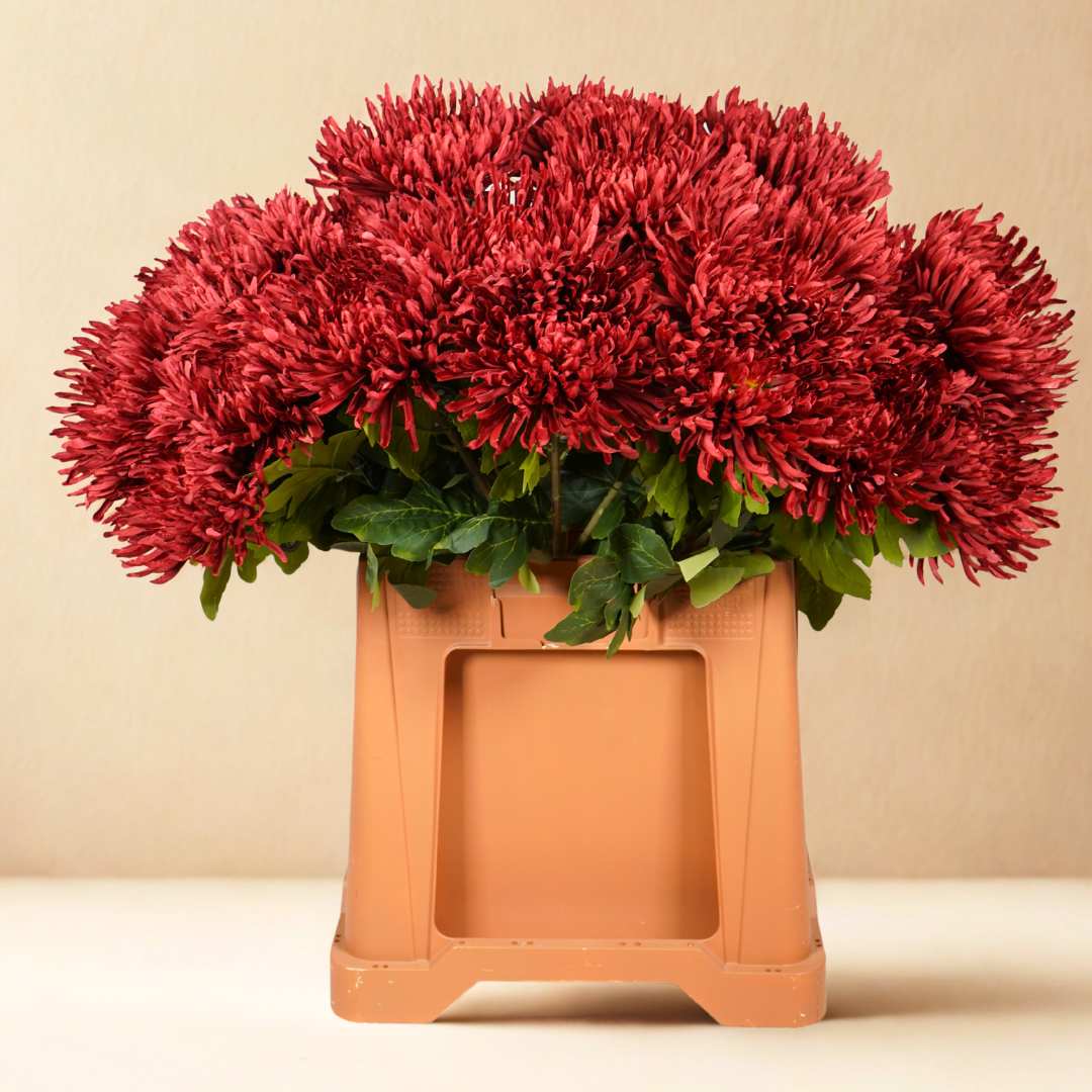 Wildflowers by Floriette - Vendita all'ingrosso Fiori finti - Crisantemo Ragno Artificiale L73cm Borgogna0