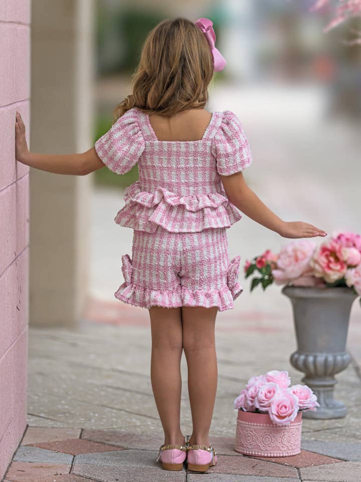 Feast In Fashion Pink Gingham Top And Short Set for wholesale on Faire