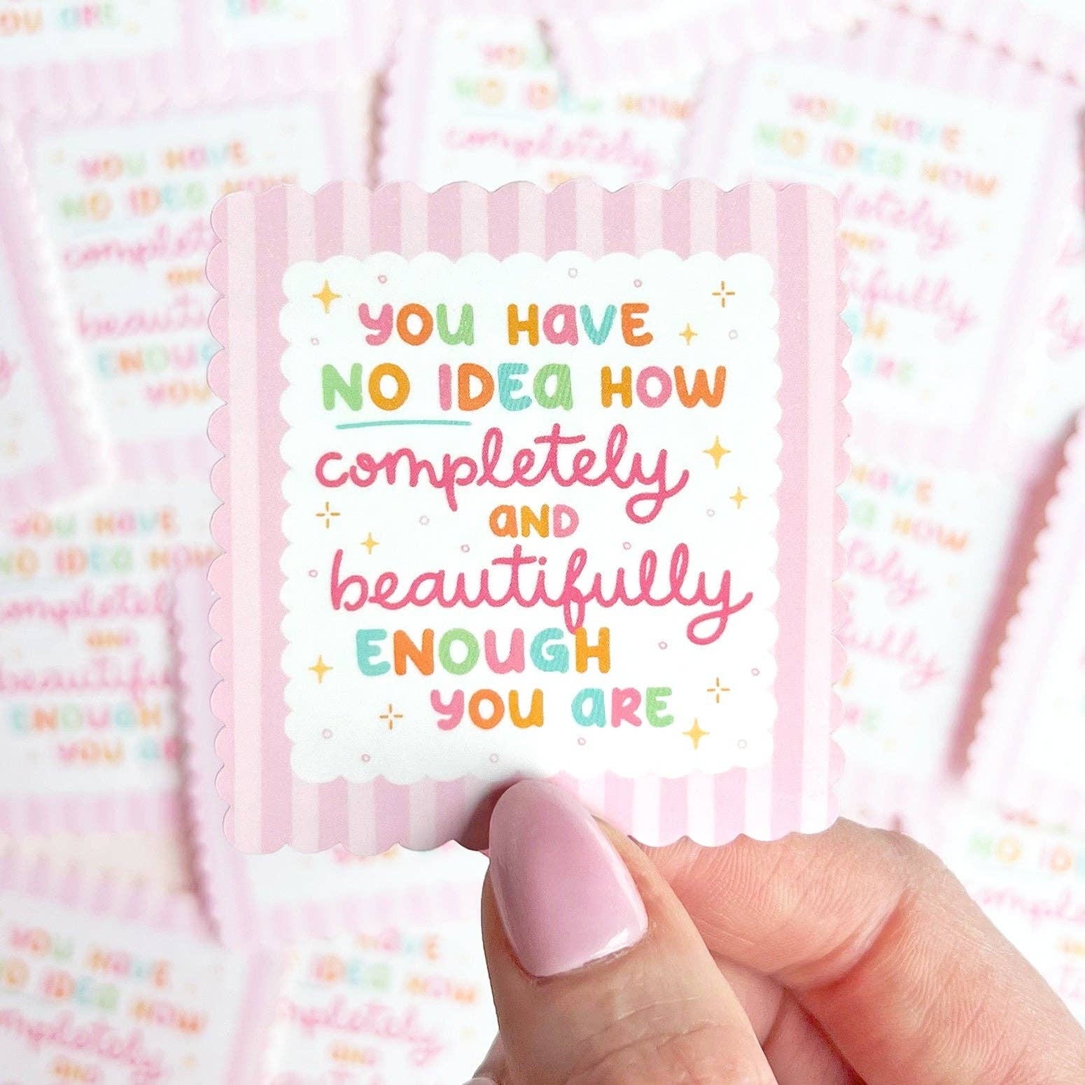 The Rosy Redhead - Wholesale Sticker - You Are Enough Pink Self-care Girly Positive Quote Sticker3