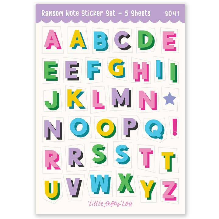 Little Lefty Lou - Wholesale Sticker - Ransom Note Sticker Set - 5 Sheets Waterproof2
