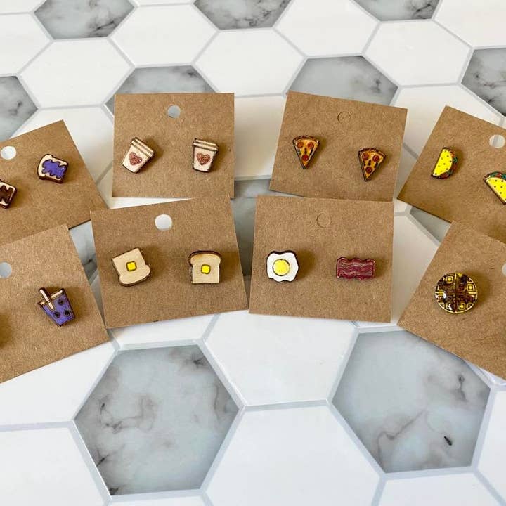 Conjunto de brinco de comida, waffles, ovos e bacon etc. por atacado de True Life Concepts