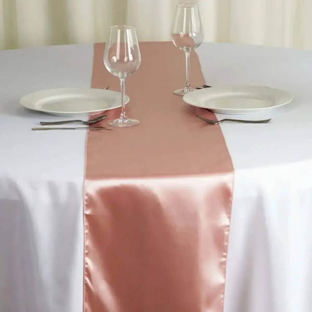 Party Expo, LLC – wholesale Table runner – Dusty Rose Satin Table Runner 12" * 108"0