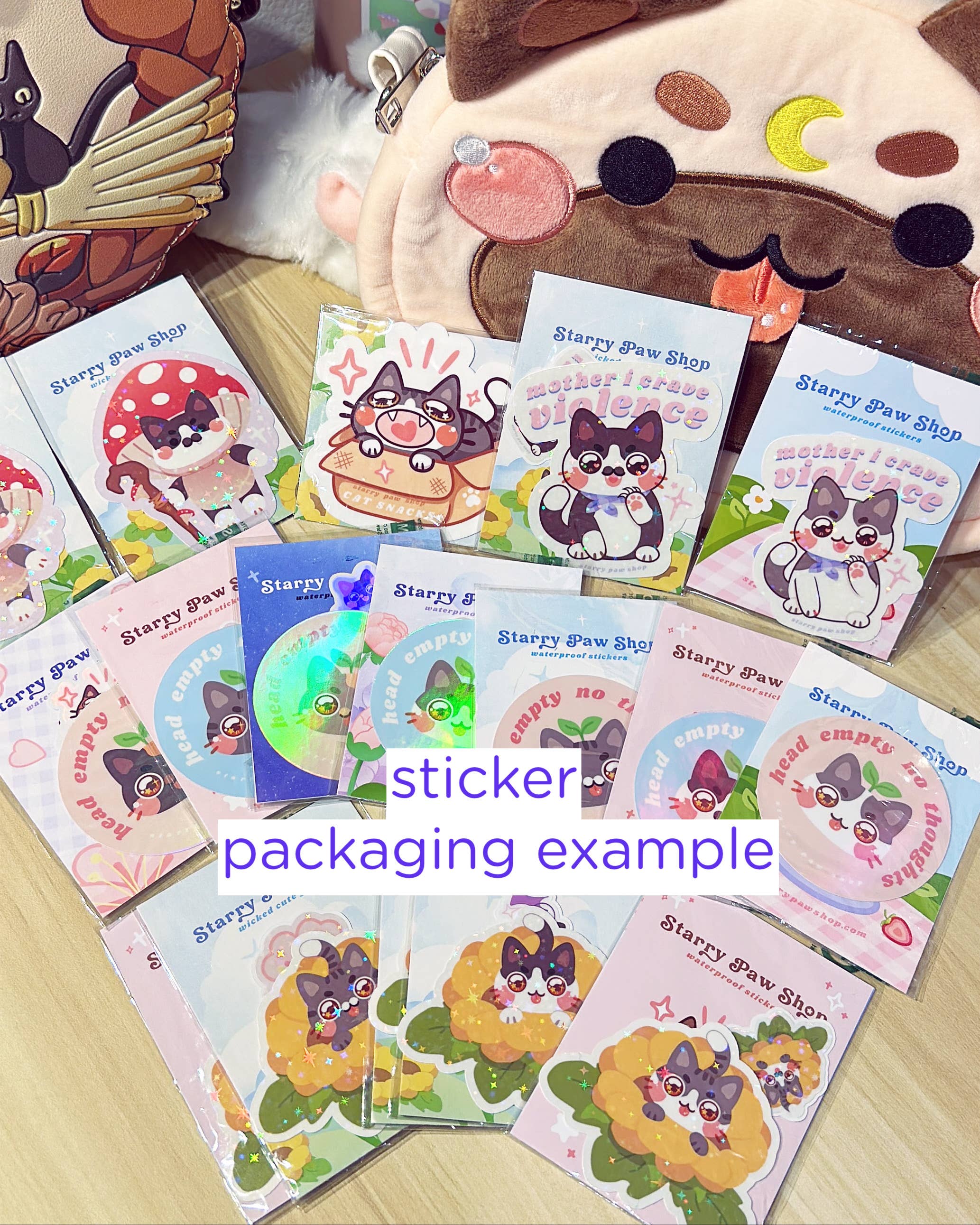 Starry Paw Shop - Vente Autocollant - Autocollant en porcelaine Chat Porte-Bonheur 3" Holo scintillant résistant à l'eau3