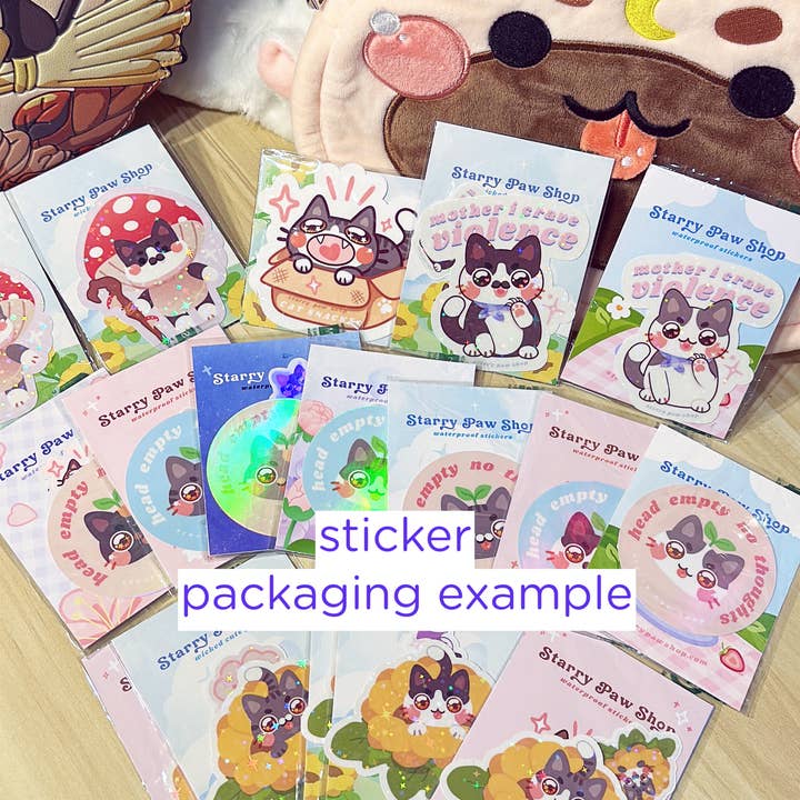 Starry Paw Shop - Wholesale Sticker - Lucky Cat Porcelain Sticker 3" Sparkly Holo water resistant3