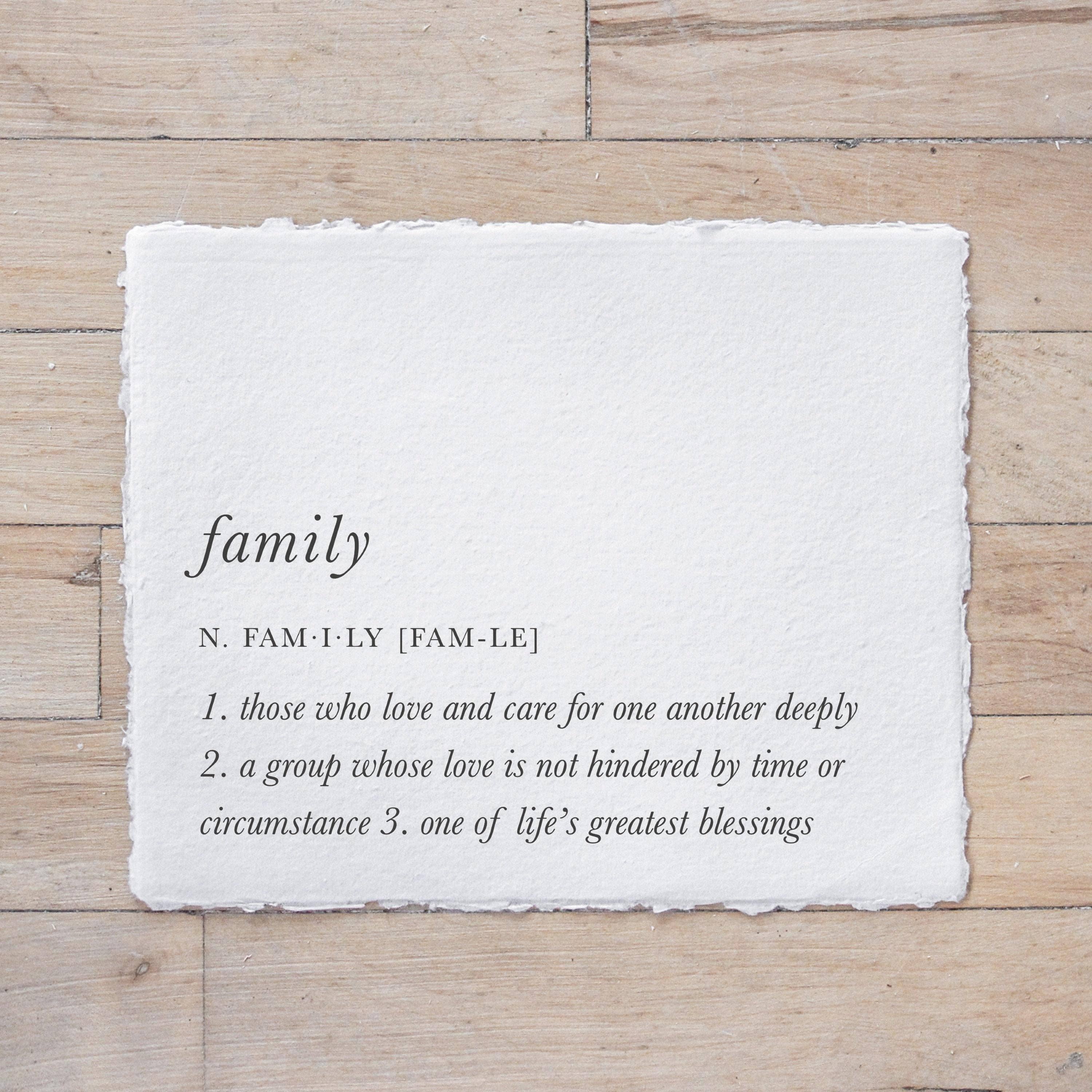 DWELL Home Shoppe - Wholesale Art Print - Glass Table Frames & Cards - Family Definition | Gift For2