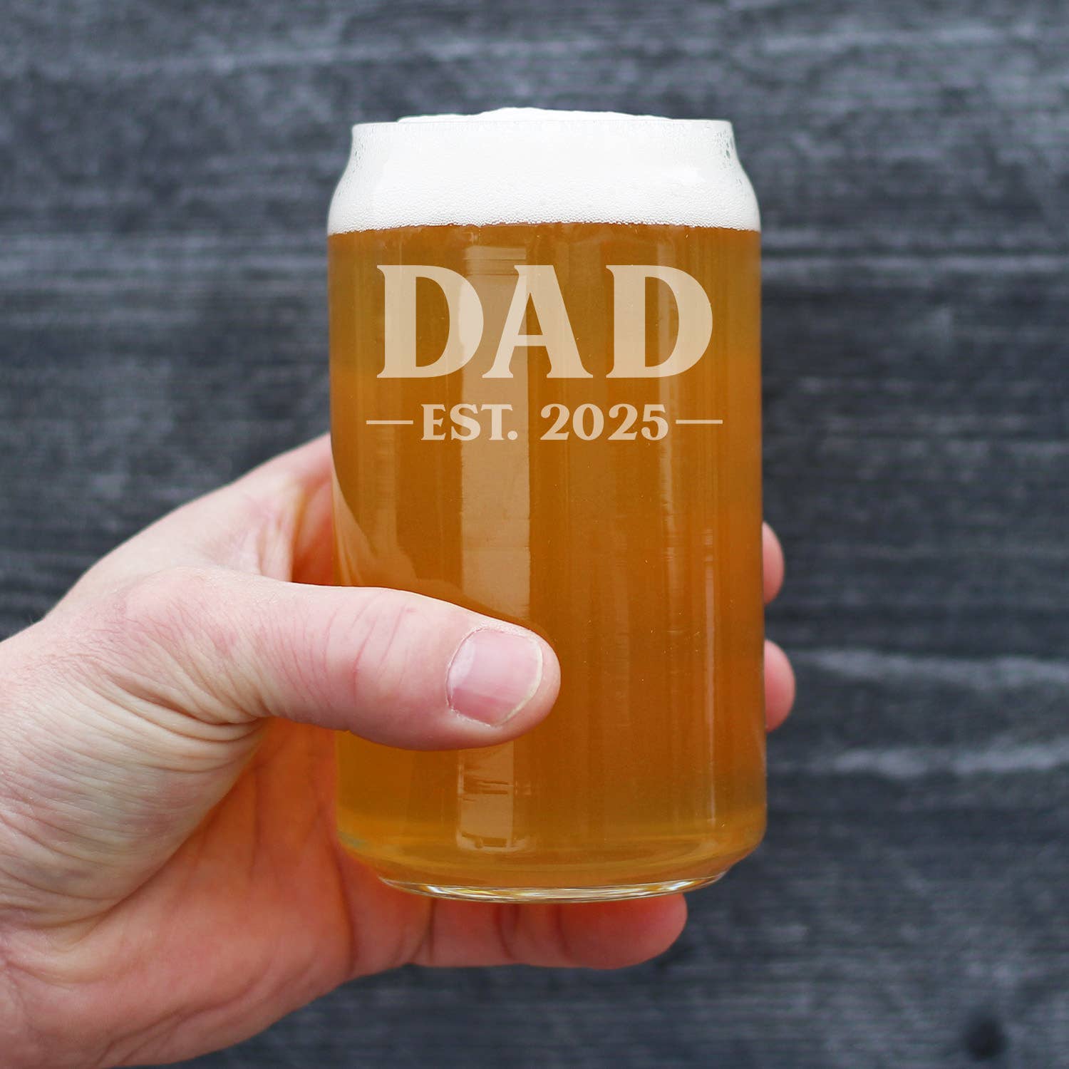 bevvee – wholesale Beer glass/mug – New Dad 2025 - Bold - Beer Can Pint Glass - Engraved2