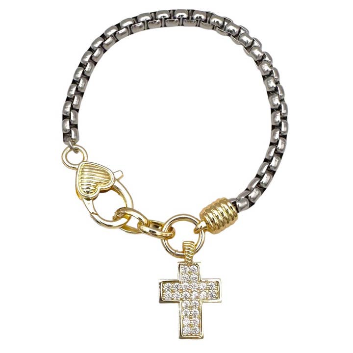 Chunky Cross Charm Bracelet for wholesale by My Best Kept Jewelry
