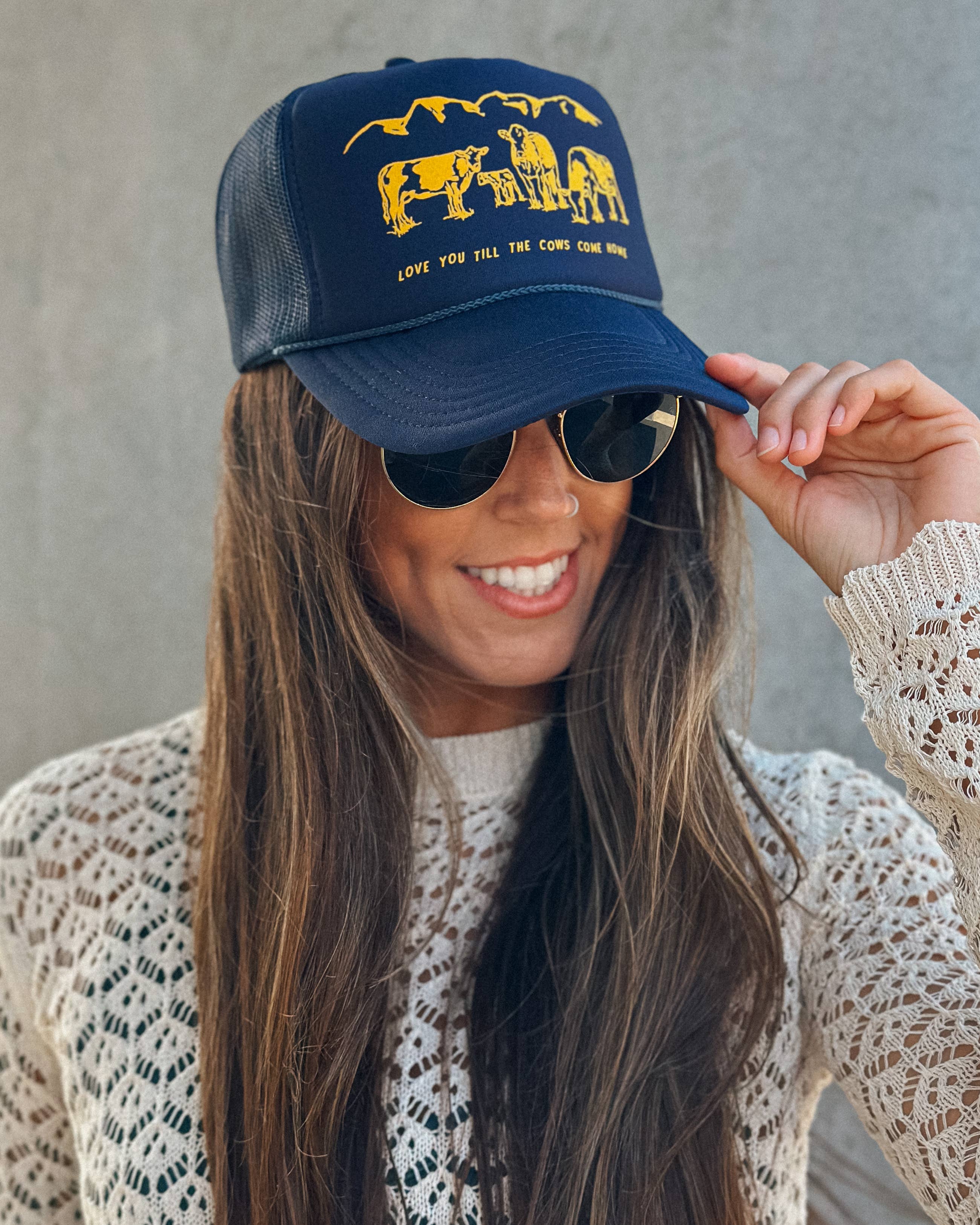 Not From Malibu - Wholesale Trucker Hat - Women's - Cows Come Home Trucker Hat (Navy)4