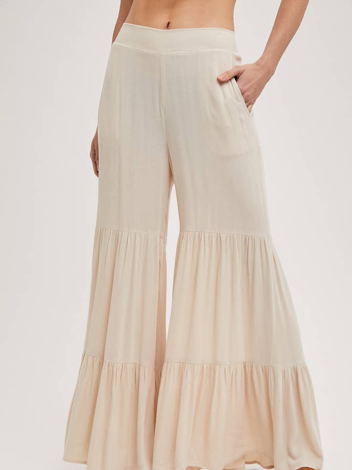Bluivy - Wholesale Pants - Women's - TIERED WIDE LEG PANTS NO LINING