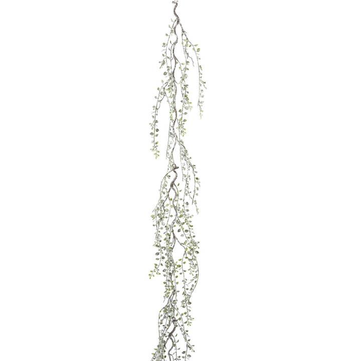 Mini leaf garland frosted, frost, 182 cm for wholesale by GASPER GmbH