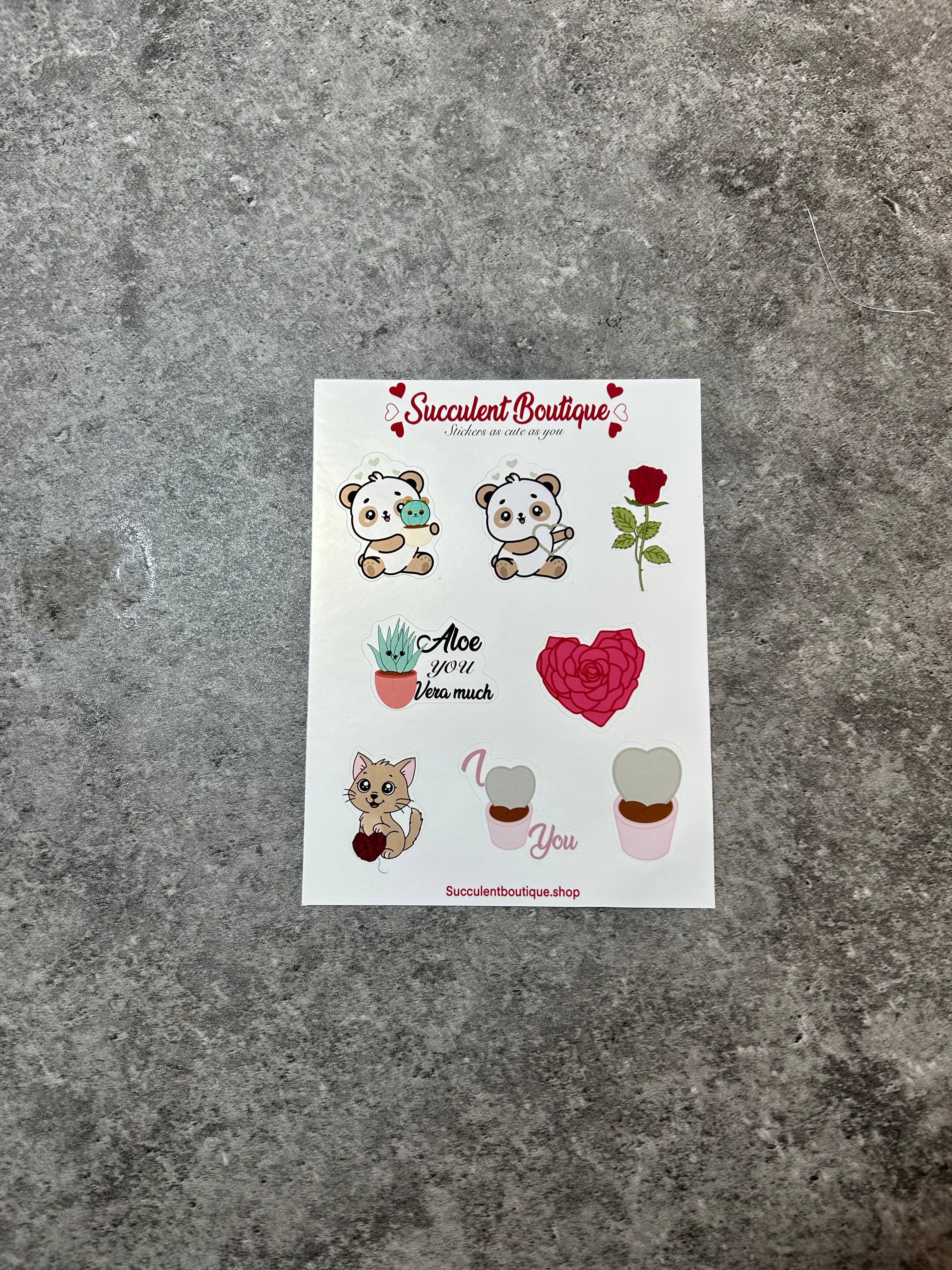 Succulent Boutique - Wholesale Sticker - Valentines Day Sticker Sheet2