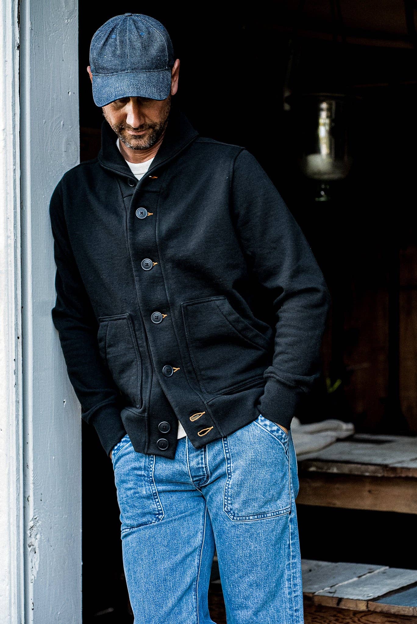 basalt Herr Bodega Sjalkofta | 14oz 100% Bomull French Terry - Basalt för wholesale på Faire5