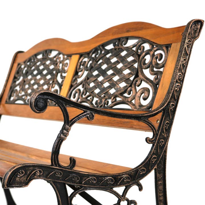Sunnydaze Decor - Wholesale Bench - Ivy Crossweave Cast Iron and Wood Outdoor Garden Bench