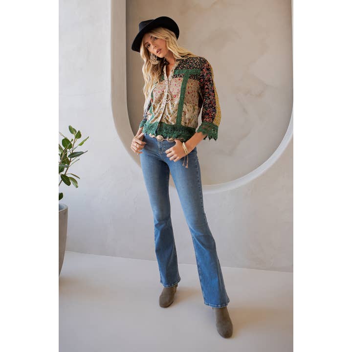 Young Threads - Wholesale Button Down Shirt - Women's - Earthy Boho Button Down Cropped Shirt (New Color)5