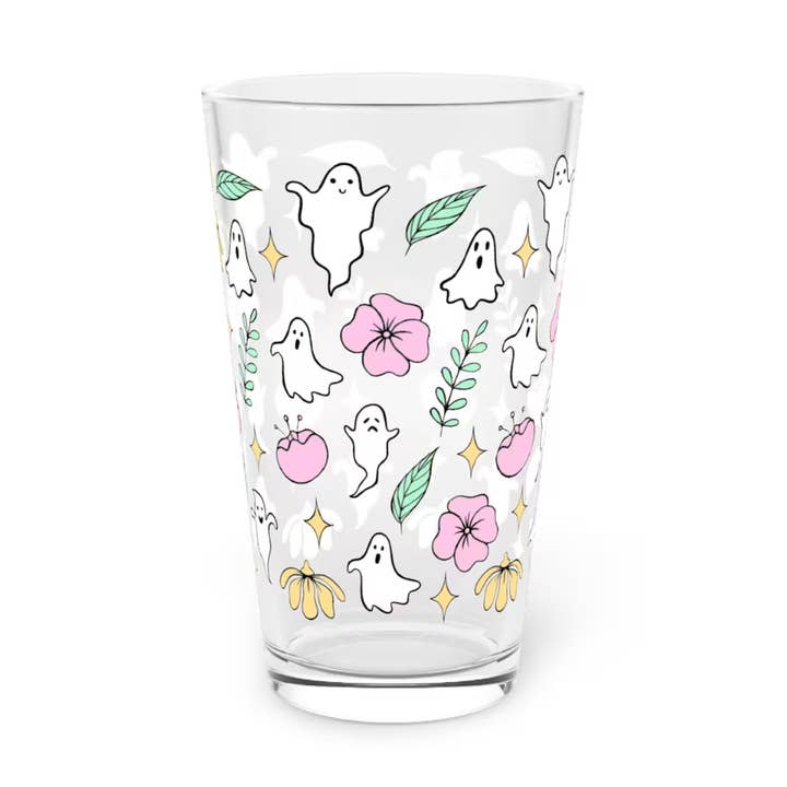 Halloween Flower Pattern Printed Tumbler Glass Cup for wholesale by Home and Honey Shop