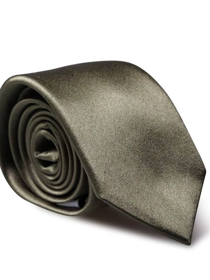 Boho Olive Green Skinny Silk Neck Tie for wholesale by London Jae Apparel