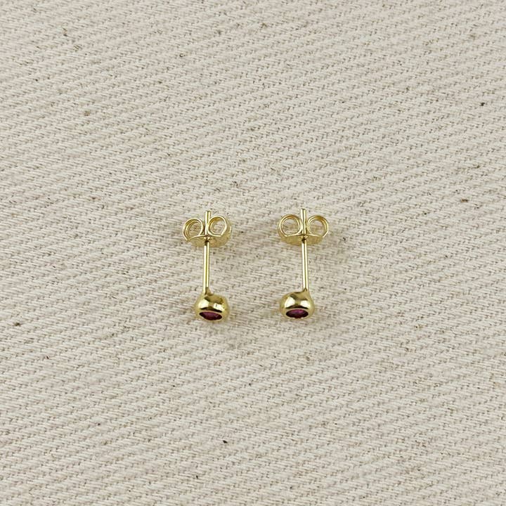 GoldFi - Wholesale Stud/post earrings - 18K Gold Filled Dainty Bezel CZ Birthstone Stud Earrings17