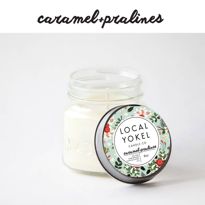 Karamell+Pralinen | 8oz Mason | Soja-Wachskerze | für den Großhandel von THE LOCAL YOKEL