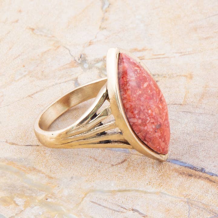 Barse Jewelry – wholesale Cocktail/Statement Ring – Orange svampkorall gnistring
