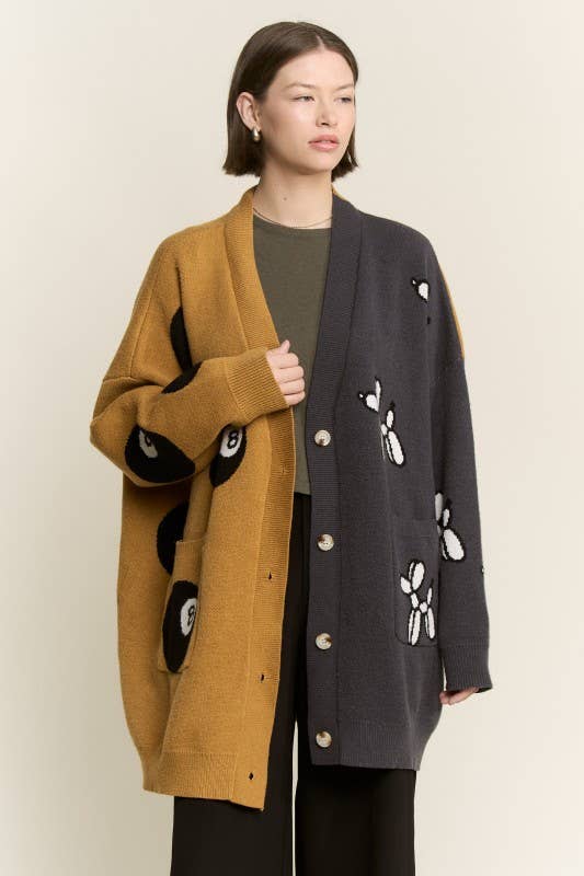 MOCHA/CARBÓN CÁRDIGAN OVERSIZE PERRO GLOBO Y BOLA 8 de venta al por mayor en Faire3