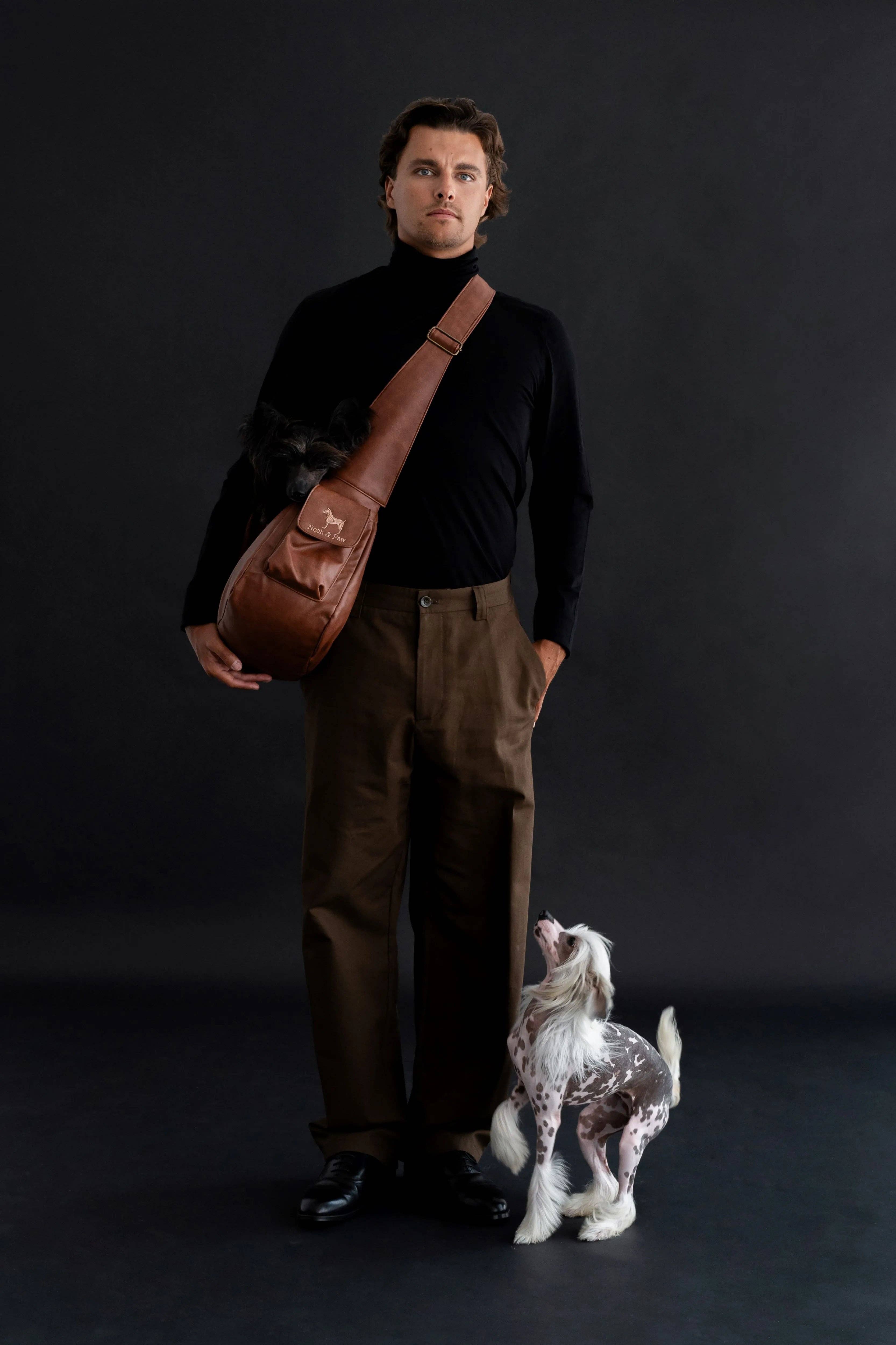 NOAH AND PAW LLC - Wholesale Pet Carrier - Cat/Dog - Vegan Leather Pet sling Carrier, Ruffle Style25