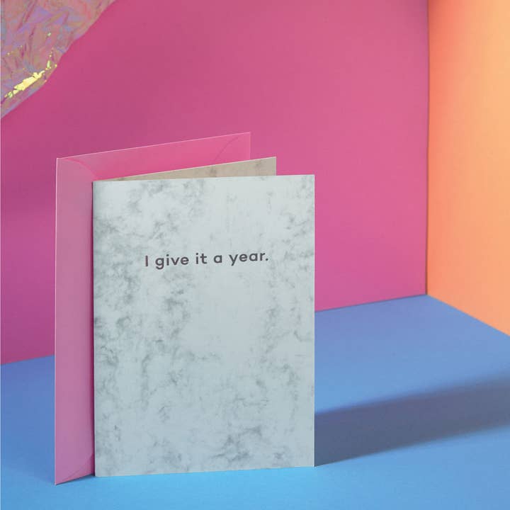 Carte de mariage « I Give it a Year » pour la vente par Mean Mail