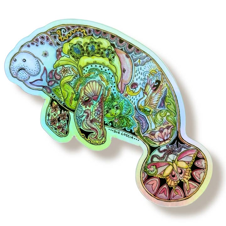 EarthArt International - Wholesale Sticker - Manatee Sticker HOLOGRAPHIC1