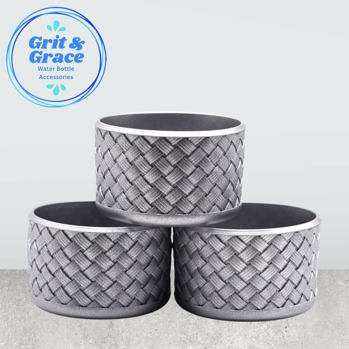 Basketweave Silver Gloss Boot for wholesale by Grit & Grace Water Bottle Accessories