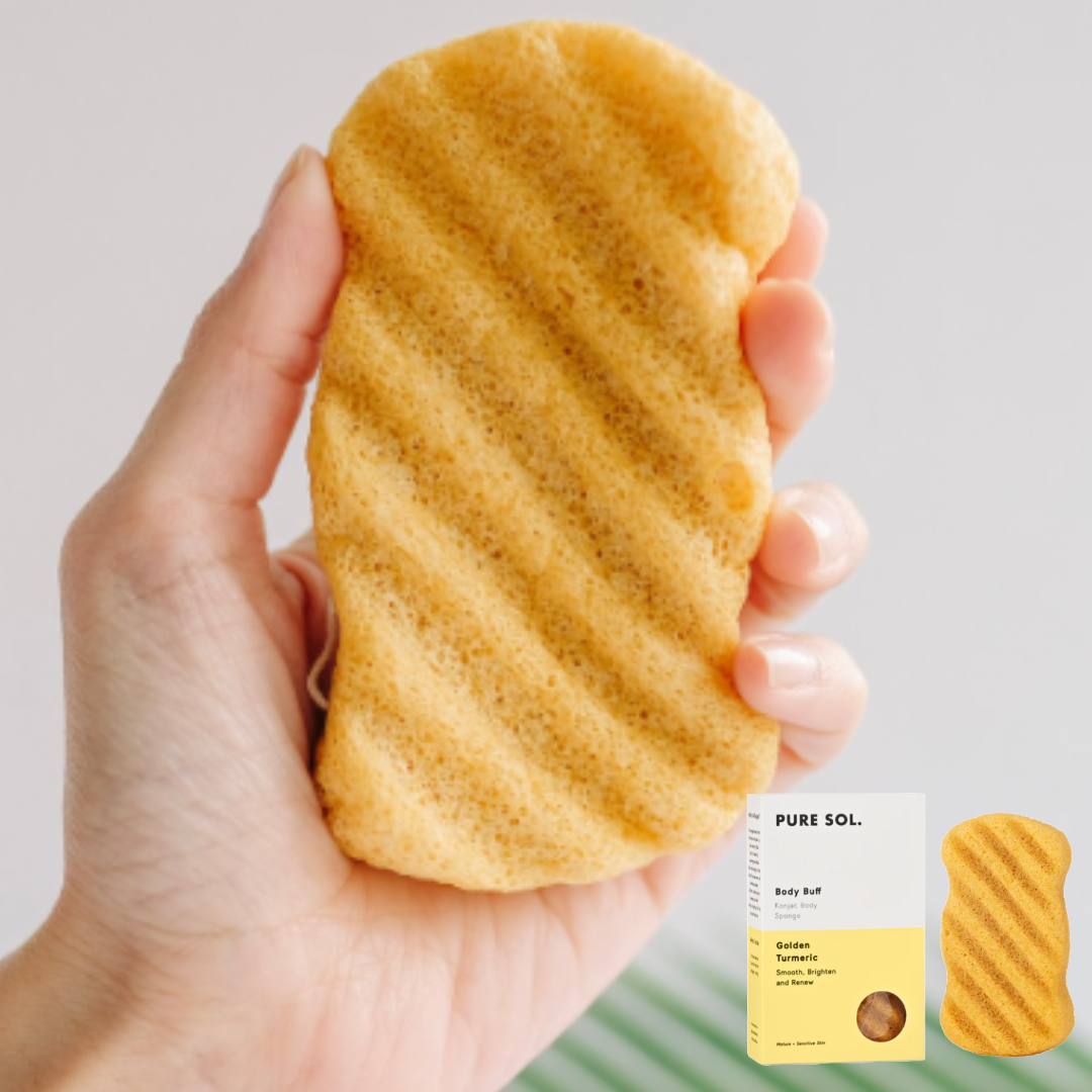 PURE SOL. - Wholesale Bath Pouf/Sponge - Body Buff Turmeric Body Konjac Sponge1