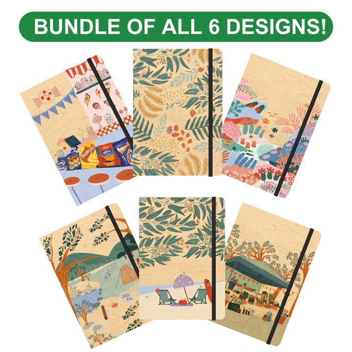 Wood Cover B6 Notebook Bundle - 36 Pack - Life Down Under for wholesale by Greenigo
