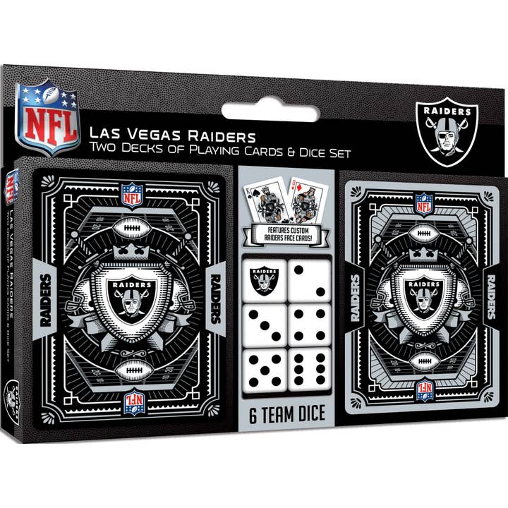Masterpieces Puzzles - Wholesale Playing Cards - Las Vegas Raiders - 2-Pack Playing Cards & Dice Set
