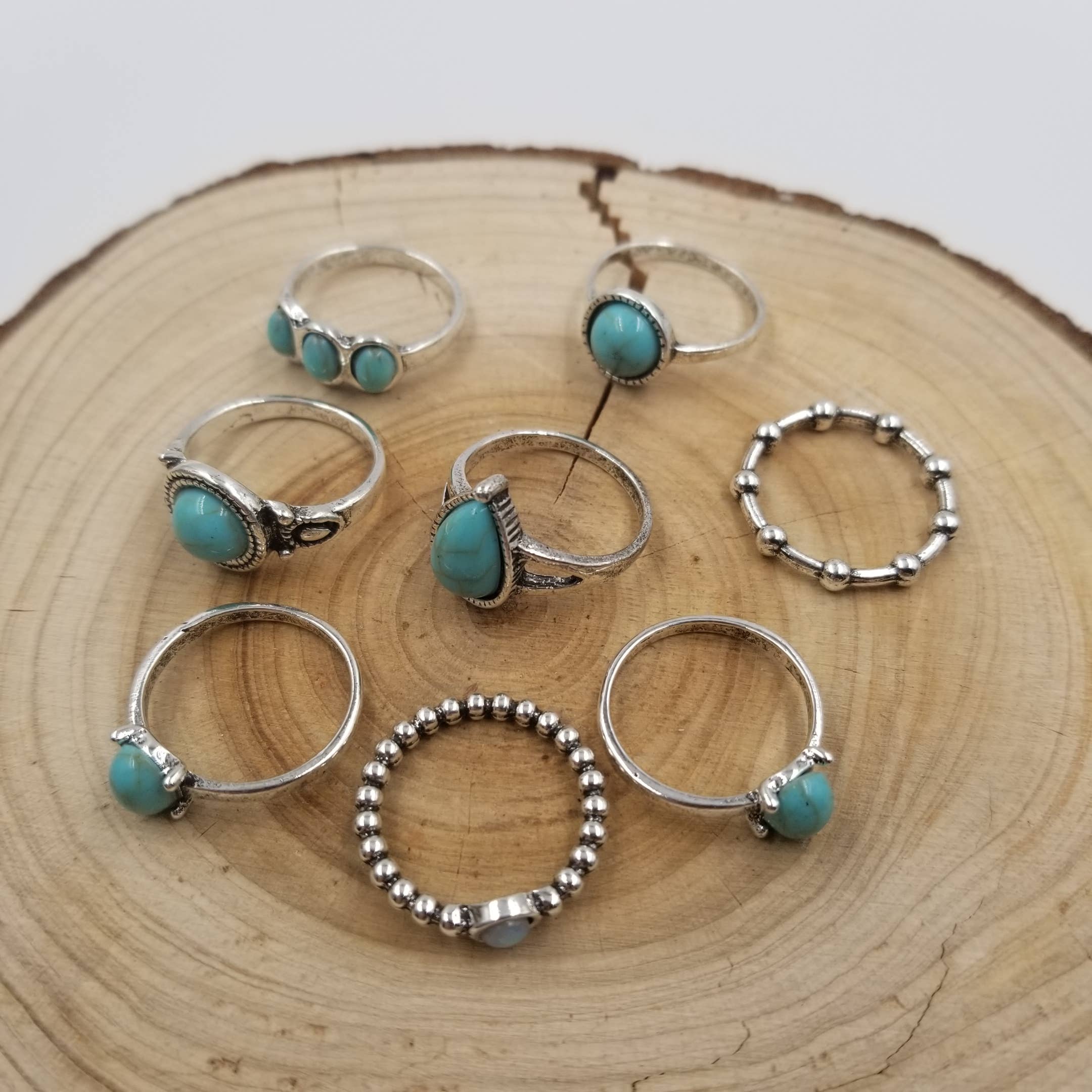 CHAKRA JEWELRY – wholesale Jewellery set – Vintage Turquoise Ring Set Of 81